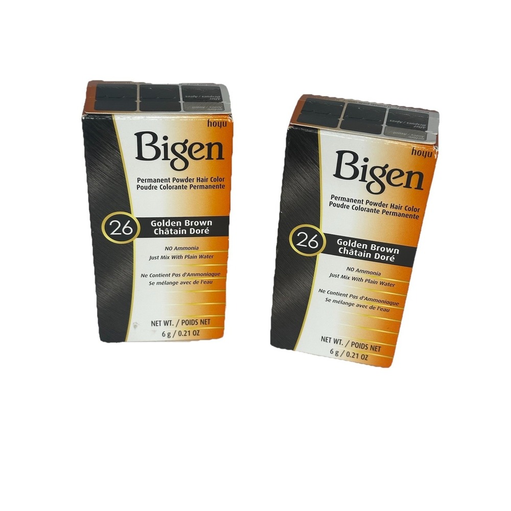 Lot Of 2 Bigen Permanent Powder Hair Color Golden Brown #26 NEW BOX